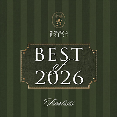Green and gold Minnesota Bride Best of 2026 Finalists award badge
